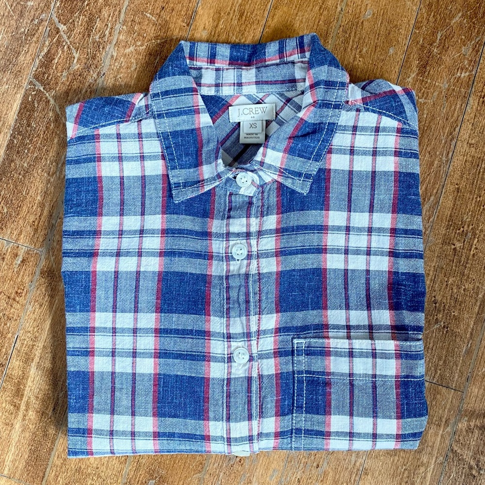 J.Crew | Plaid Cotton/Linen Popover Shirt EUC